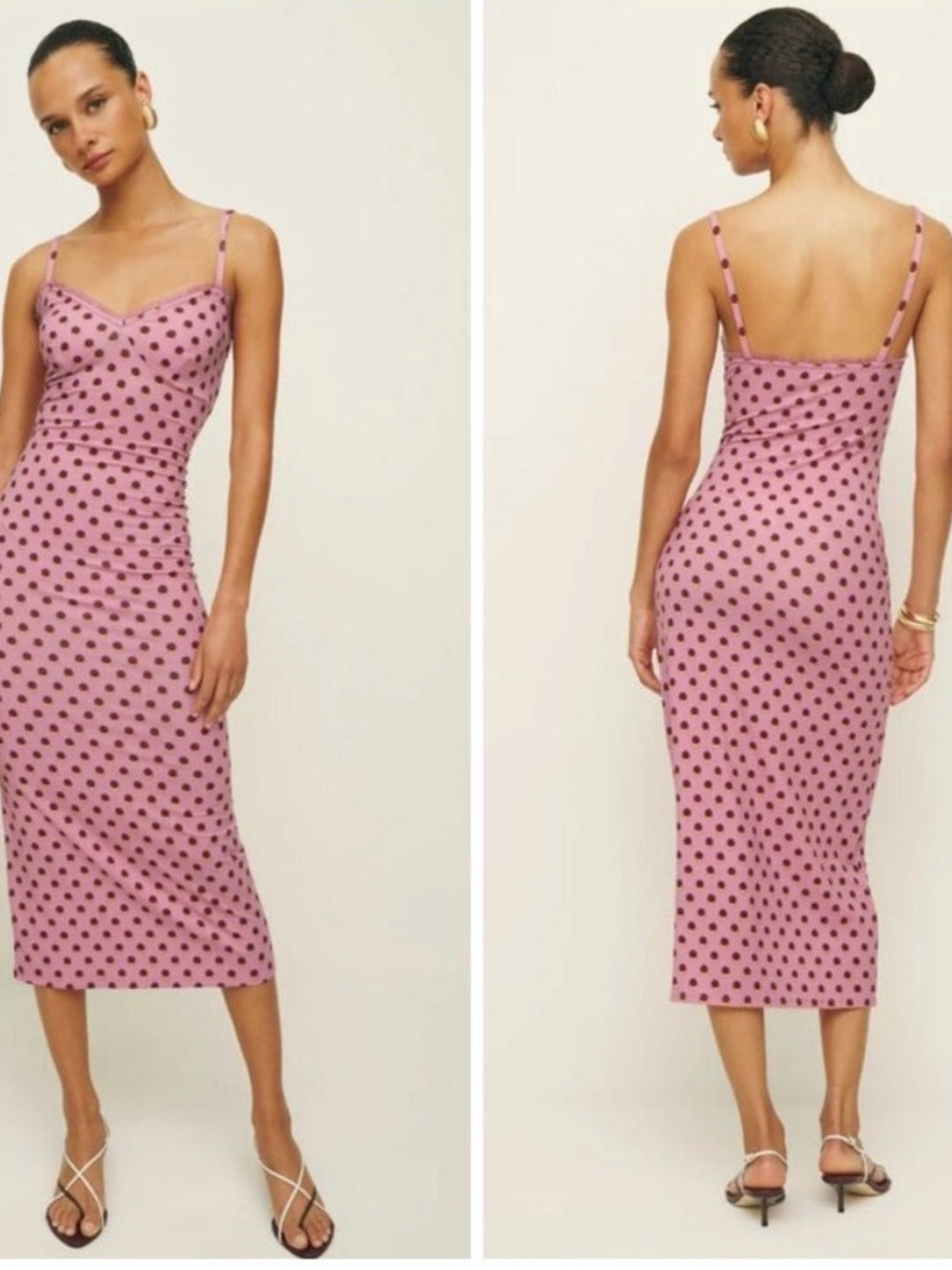 Reformation Cesca Pink Polka Dot Dress - Picture 2 of 8